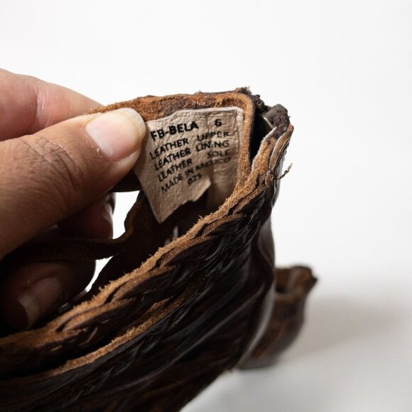 Freebird Bela Leather Braided Boho Heeled Boot SZ 6 Dark Brown Western - Picture 13 of 14